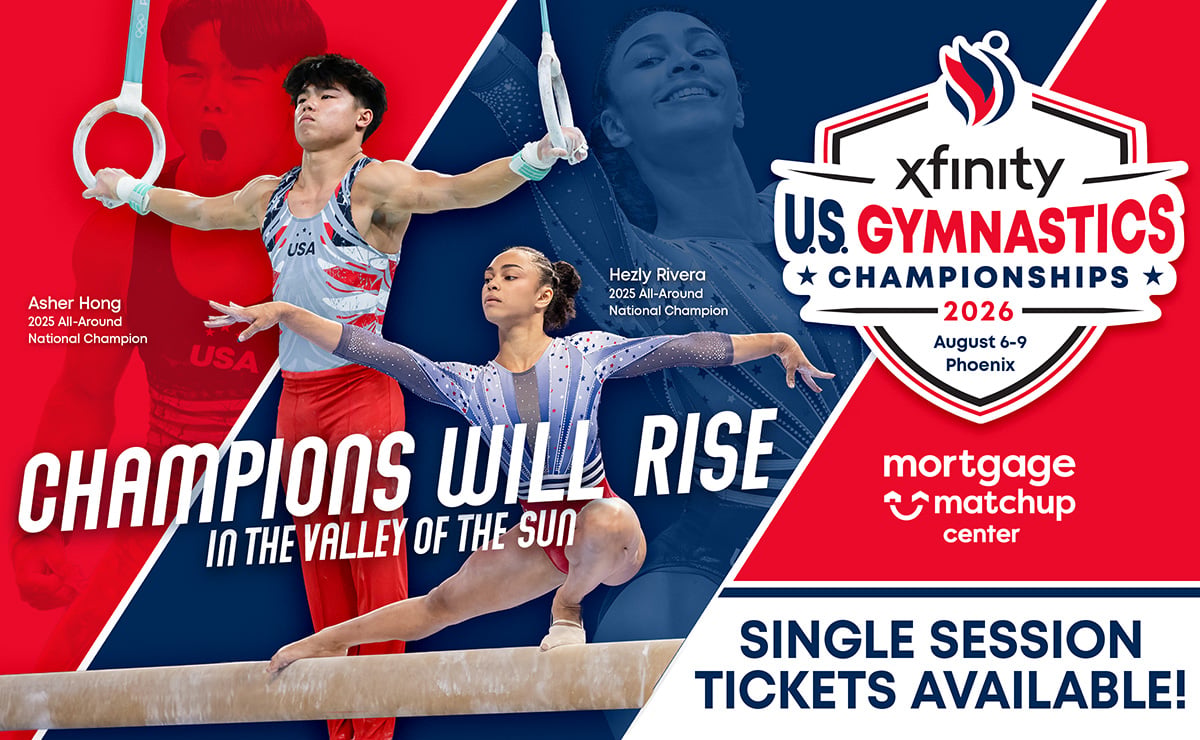 Single-session tickets now on sale for 2026 Xfinity U.S. Gymnastics Championship...